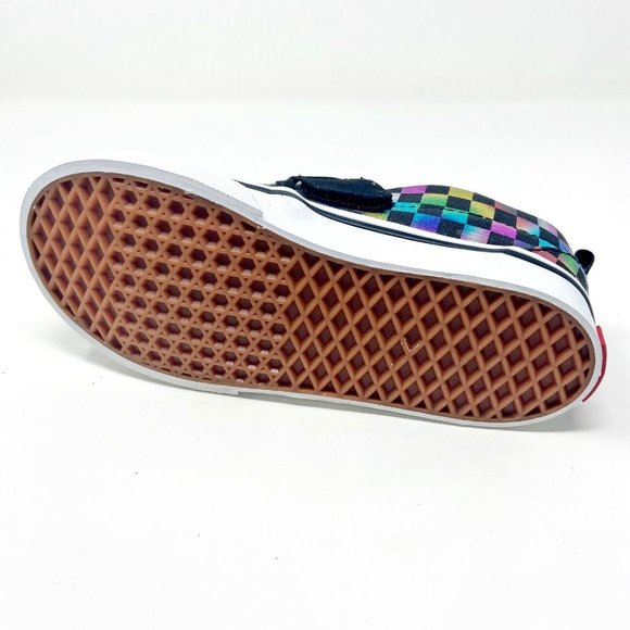 Vans Slip On V (Iridescent Check) Black White Toddler Baby Sneakers - Picture 5 of 5